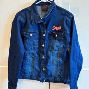 VTG SNAP-ON Tools Denim Jacket Woman's Size Medium Navy Blue Fade Workwe…